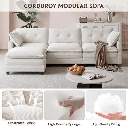 112" L Shaped Sectional Couches for Living Room, 3 Seat Modular Sofa3