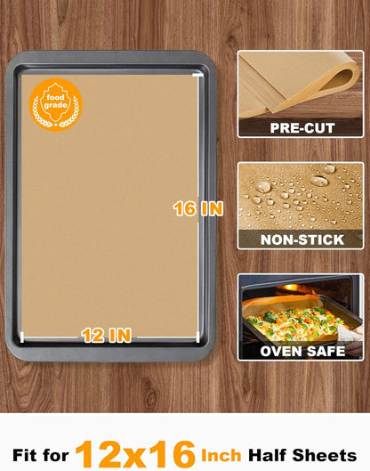 200 Pcs Parchment Paper Baking Sheets, 12X16 Inches, Non-Stick | Unbleached Pre-Cut Greaseproof Baking Parchment, Oven Safe up to 450°F, for Grilling Frying Steaming Bread Cup Cake Cookies2