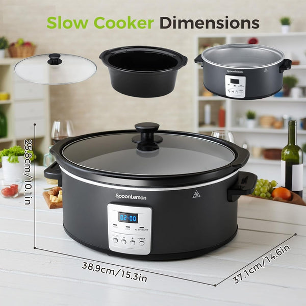 7 Quart Programmable Slow Cooker, Auto Keep Warm, High Low Warm Settings, Removable Dishwasher-Safe Nonstick Pot for Easy Cleanup7