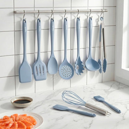 Silicone Cooking Utensil Set, 10PCS Utensils for Non Stick Pan, Blue8