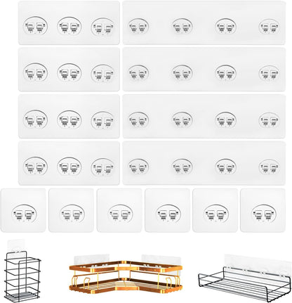 14 Pack Shower Caddy Adhesive Replacement, Strong Shower Shelf Adhesive Hooks for Corner Shelf Basket, Bathroom Rack, Kitchen Rack and Soap Holder1