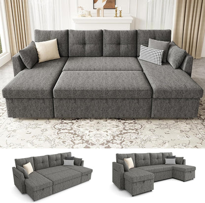 Oversized Sleeper Sofa Couch, Sectional Sofa Bed, Dark Grey1