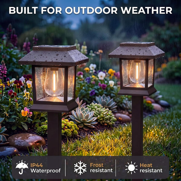 Solar Outdoor Lights, 12 Pack Solar Pathway Lights Waterproof, Landscape Lighting for Path Walkway Lawn Garden Yard outside Décor, Brown5