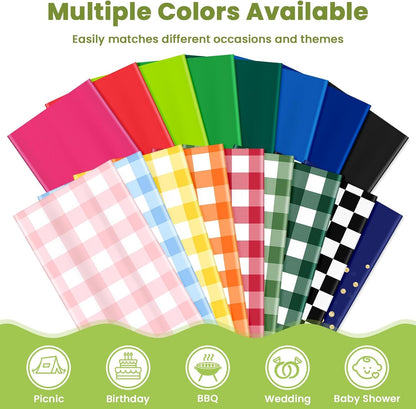 4 Pcs Pink Gingham Tablecloth 54 × 108 Inches Pink and White Checkered Table Cloth Disposable Plastic Waterproof Tablecover for Outdoor Picnic, Birthday Party, Holiday Dinner7