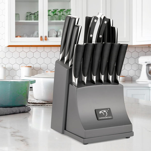15-Piece Damascus Knife Set with Block, VG10 Steel Core | 67-Layer Damascus, Hrc60±2 Razor-Sharp, Abs Ergonomic Handle, Detachable Easy-Clean Block, for Daily Meal Prep & Home Cooking5