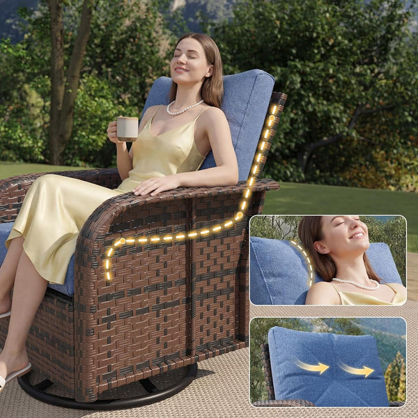 9 Piece Outdoor Patio Furniture Set for Backyard, Navy Blue11