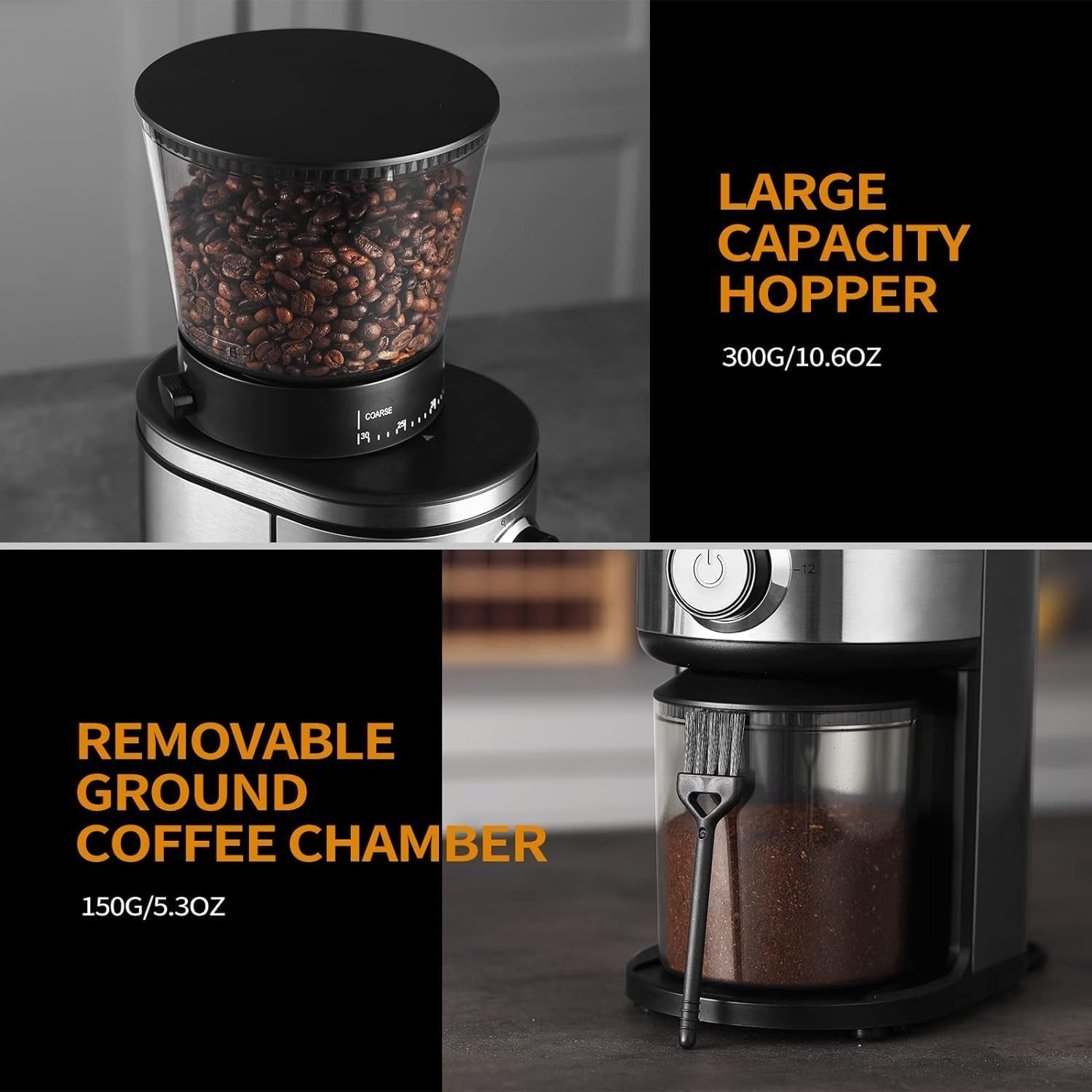 burr-coffee-grinder-electric-conical-coffee-bean-grinder-with-30-adjustable-grind-settings-for-2-12-cups-sliver-black