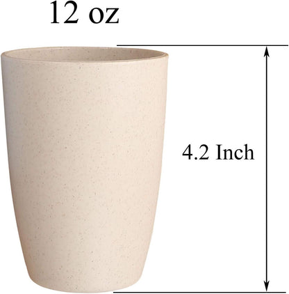 Wheat Straw Unbreakable Cup (12 Oz) - Reusable Drinking Glasses Set of 5 - Dishwasher Safe Tumbler - BPA Free & Eco-Friendly (5Pcs)6
