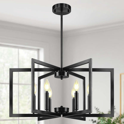 Black Chandelier for Dining Room, 6-Light Dining Room Light Fixture1