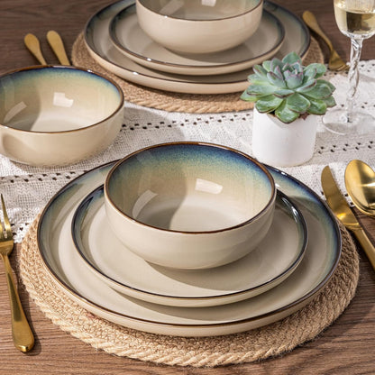 Dinnerware Sets for 6, 18 Pieces Ceramic Plates and Bowls Set3