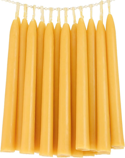 24 Pack Beeswax Taper Candles in Bulk 8 Inch Tall - All Natural -Yellow1
