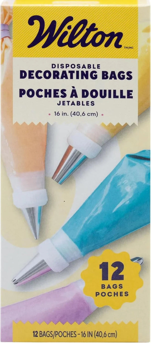 Disposable Decorating Bags, 16 Inch, 12-Pack | Extra-Large Single-Use Piping Bags Fit Standard Couplers & Tips for Large Batches of Icing, Frosting & Cake Decorating1
