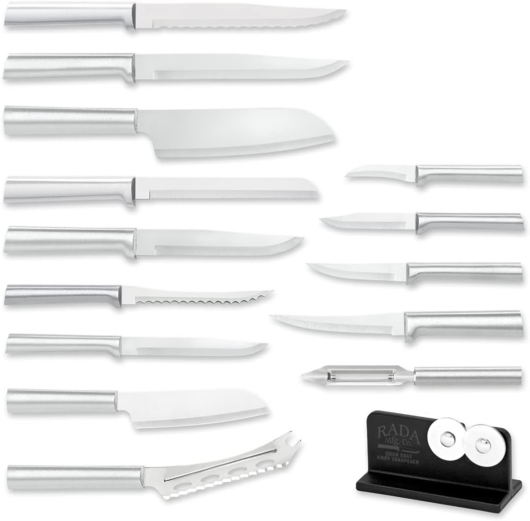cutlery-ultimate-15-piece-gift-set-with-sharpener-silver-15-piece-knife-set-with-quick-edge-sharpener-r119-stainless-steel-blades-cast-aluminum-handle