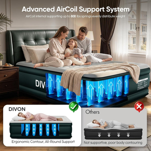 Queen Air Mattress with Built-In Pump, 18" Raised for Home and Travel6