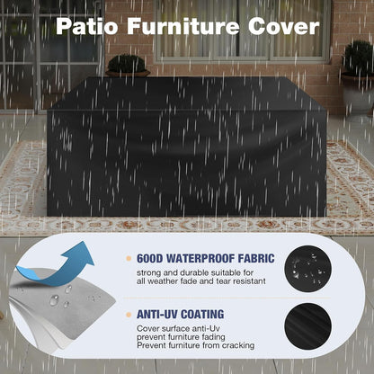Aluminum Patio Furniture Set with Umbrella 7 Seats, Oversized Outdoor Sectional with Washable Thick Cushions, Coffee Table, Patio Conversation Sets for Porch, Balcony, Deck9