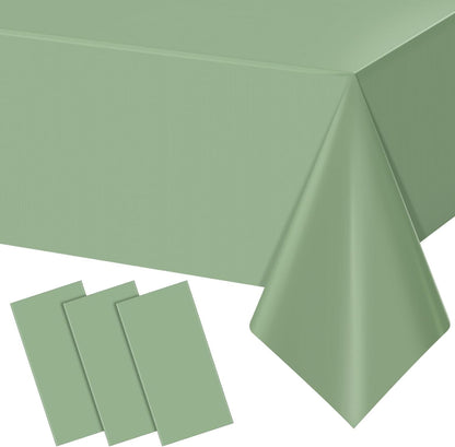 3Pack Sage Green Plastic Tablecloths for Rectangle Tables, Light Green Disposable Tablecloth, Waterproof Sage Green Table Cover for Birthday Bridal Wedding Baby Shower Party Decorations, 54 X 108Inch1