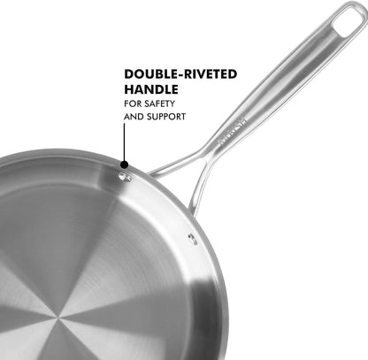 12-Inch Tri-Ply Stainless Steel Frying Pan with Lid – Professional Grade Skillet for Searing, Sautéing & Even Heat Cooking4