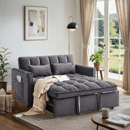 54" Convertible Sofa Bed with Adjustable Backrest, Dark Gray1