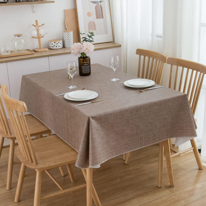 Vinyl Tablecloth with Flannel Backing, Flaxen, Waterproof, Stain-Resistant, Easy-Clean Table Cover for Dining, Kitchen, and Outdoor Use, 60" X 84" Rectangle7