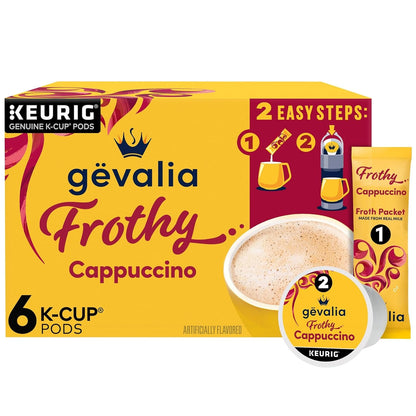 K‐Cup® Coffee Pods & Froth Packets Kit, 6 Ct, Cappuccino Espresso | Cappuccino Espresso-Style Coffee Pods & Froth Packets, 100% Arabica, Rich, Smooth & Creamy in Just Two Steps1