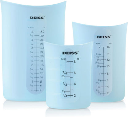 PRO 3 Piece Silicone Measuring Cup Set - Versatile & Durable, Easy-Pour Spout, Non-Stick for Easy Clean, Heat-Resistant - Squeeze & Pour Liquid Measuring Cups - Ideal for Baking, Cooking, Resin1