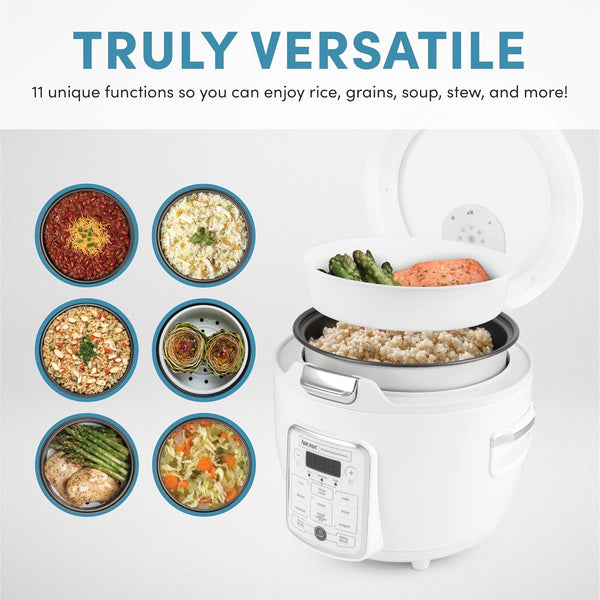 ® Professional Digital Rice Cooker, 10-Cup (Uncooked) / 20-Cup (Cooked), Slow Cooker, Multicooker, Steamer, Oatmeal Cooker, Auto Keep Warm, Sauté-Then-Simmer®, 4 Qt, White, ARC-1230W2