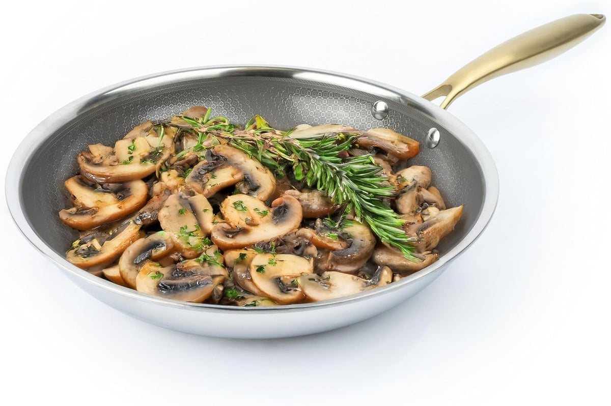 geoclad-ceramic-hybrid-non-stick-10-fry-pan-stainless-steel-sear-surface-geometric-pattern-tri-ply-clad-body-pfoa-free-coffee-gray-gold