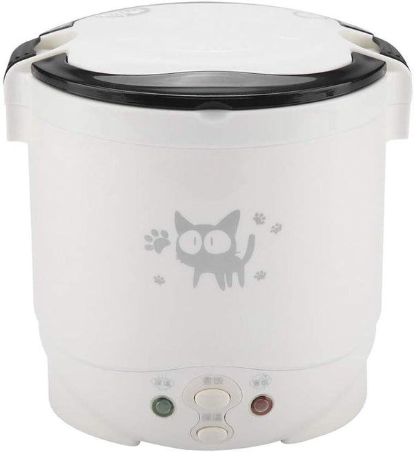 Small Rice Cooker,12V Portable Travel Rice Cooker for Car, Cooking Heating and Keeping Warm Function, Can Be Used as a Electric Lunch Box(White)1