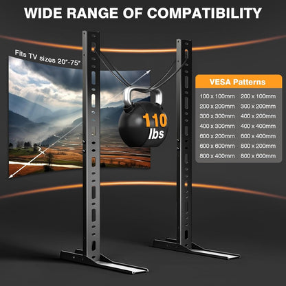 TAVR Universal Table Top TV Stand Mount, TV Legs for Most 20-75 Inch Tvs | Replacement TV Feet with Great Load-Bearing Holds up to 110 Lbs, TV Stands Base with Cable Management, Max VESA 800X600Mm8