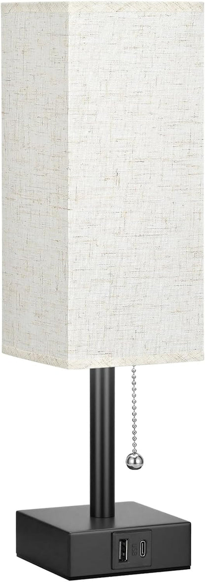 Small Bedside Table Lamp for Bedroom - Desk Lamp for Nightstand, USB C+A8