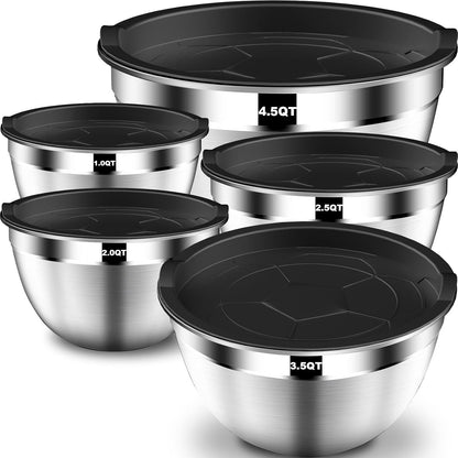 Mixing Bowls with Lids Set of 5, 1.5/2/2.5/3.5/4.5 Qt1