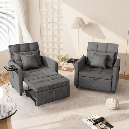 Convertible Sleeper Chair Bed, 3-In-1 Sofa Bed with USB Ports Outlet, Grey7