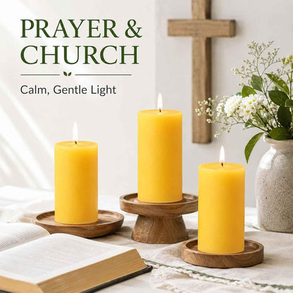 Natural Beeswax Pillar Candles, Non Toxic,2X4 Inch, 6 Pack,210 H Long Burn7