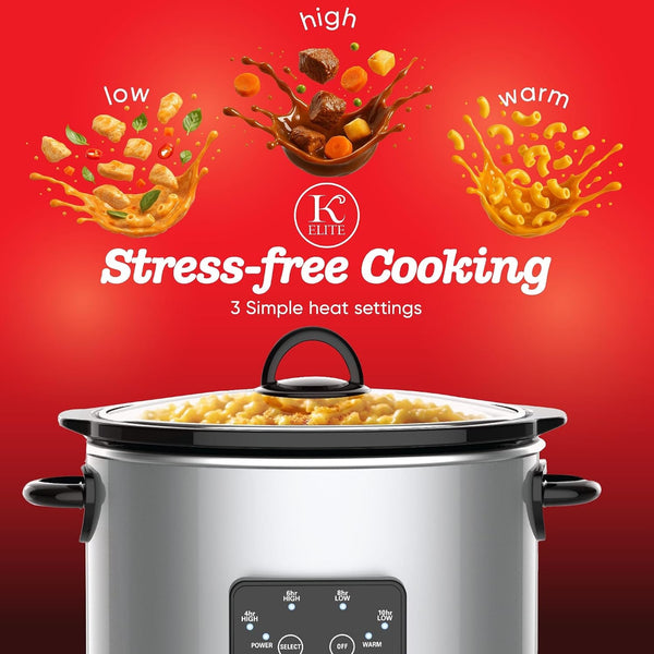 Stainless Oval Programmable Slow Cooker with Glass Lid, 4 Qt5