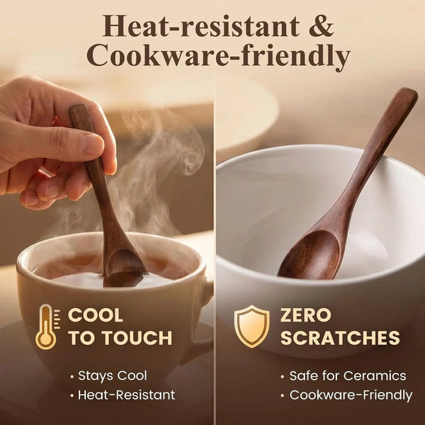 Wooden Spoons for Eating, 6 PCS Small Wooden Spoons, 6 Inch | Table Spoon for Honey, Coffee, Tea, Hot Cocoa, Jam, Bath Salts, Stirring, Smooth Finish, Unique Gifts for Men Women4