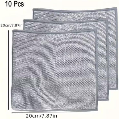 10Pcs Miracle Cleaning Cloth - Ultra-Durable Mesh Ultrafine Fiber Set - Easy for Dry and Wet Cleaning - Very Suitable for Tableware, Metal Surfaces, Etc.! No Scratches Kitchen Genius2