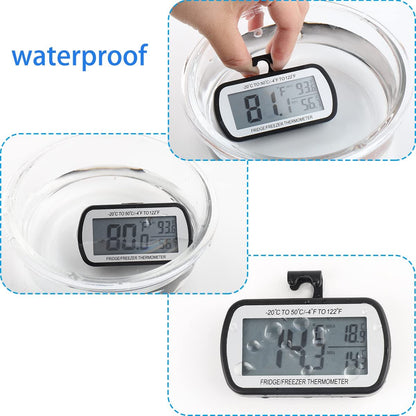 2 Pack Refrigerator Fridge Thermometer Digital Freezer Room Thermometer Waterproof Large LCD Display Max/Min Record Function-Black6