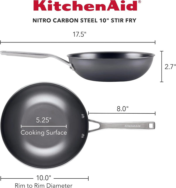 Kitchenaid NITRO Carbon Steel Wok, 10-Inch Nitrided Carbon Steel Pan, Stir Fry Pan, Gray3