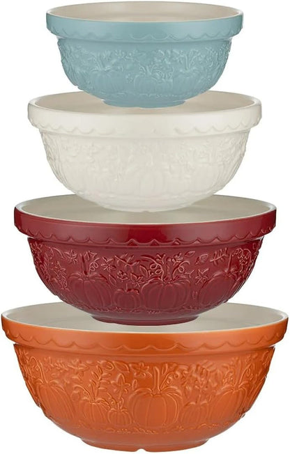in the Pumpkin Patch S18 Mixing Bowl, Cranberry, Stoneware, 2.85 Qt, Embossed Pumpkin Design (Multi)1