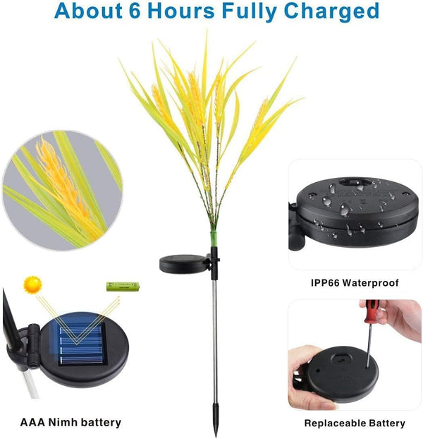Solar Flower Lights Outdoor 2 Pack Wheat Ear Garden Lights7