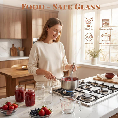 20 Pcs 12Oz Glass Mason Jars with Silver Separable Lids | BPA Free, Airtight, 350Ml round Canning Jars for Honey, Jam, Herb, Wedding Favor, Kitchen Storage, Crafts, Meal Prep5