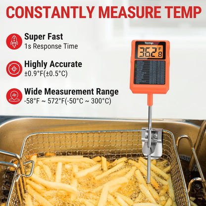 Tempdip 1 Sec Digital Candy Thermometer with Pot Clip & 10" Probe | Waterproof Instant Read Deep Fryer Oil Thermometer, Cooking Meat Thermometer for Liquids, Grilling (Previously Thermopro)3