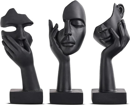 3 Pcs Thinker Small Statue Set - Black Art Abstract Home Accent Figurines for Decor Bedroom, Shelves, Living Room Coffee Table, Office Desktop (3 Pcs Black, 6")1