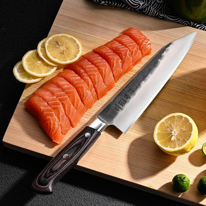 Chef Knife, Black Forged Japanese Kitchen Knife with High Carbon Stainless Steel and Full Tang Pakkawood Handle, Christmas Gift with Premium Box (8.27 Inch Kiritsuke Knife)9