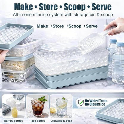 Mini Ice Cube Trays for Freezer with Lid, 0.55" Pebble Ice | 2 Trays-Blue, with Ice Box & Scoop. for Iced Coffee, Bottles, Juice & Everyday Drinks, Easy Twist Release, Stackable6