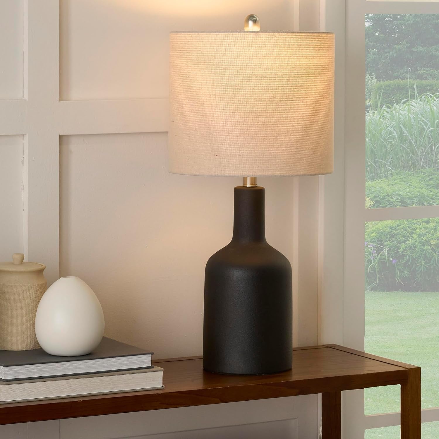 home-22-black-ceramic-table-lamp-with-oatmeal-linen-shade-for-modern-farmhouse-bedside-lamp-living-room-lamp-small-accent-lamp-for-dining-room