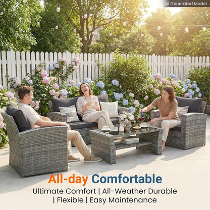 Patio Furniture Set, Wicker Outdoor Furniture for All Weather7