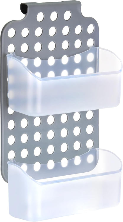 over Shower Door Organizer, 2 Bins, Adjustable Hanging Storage3