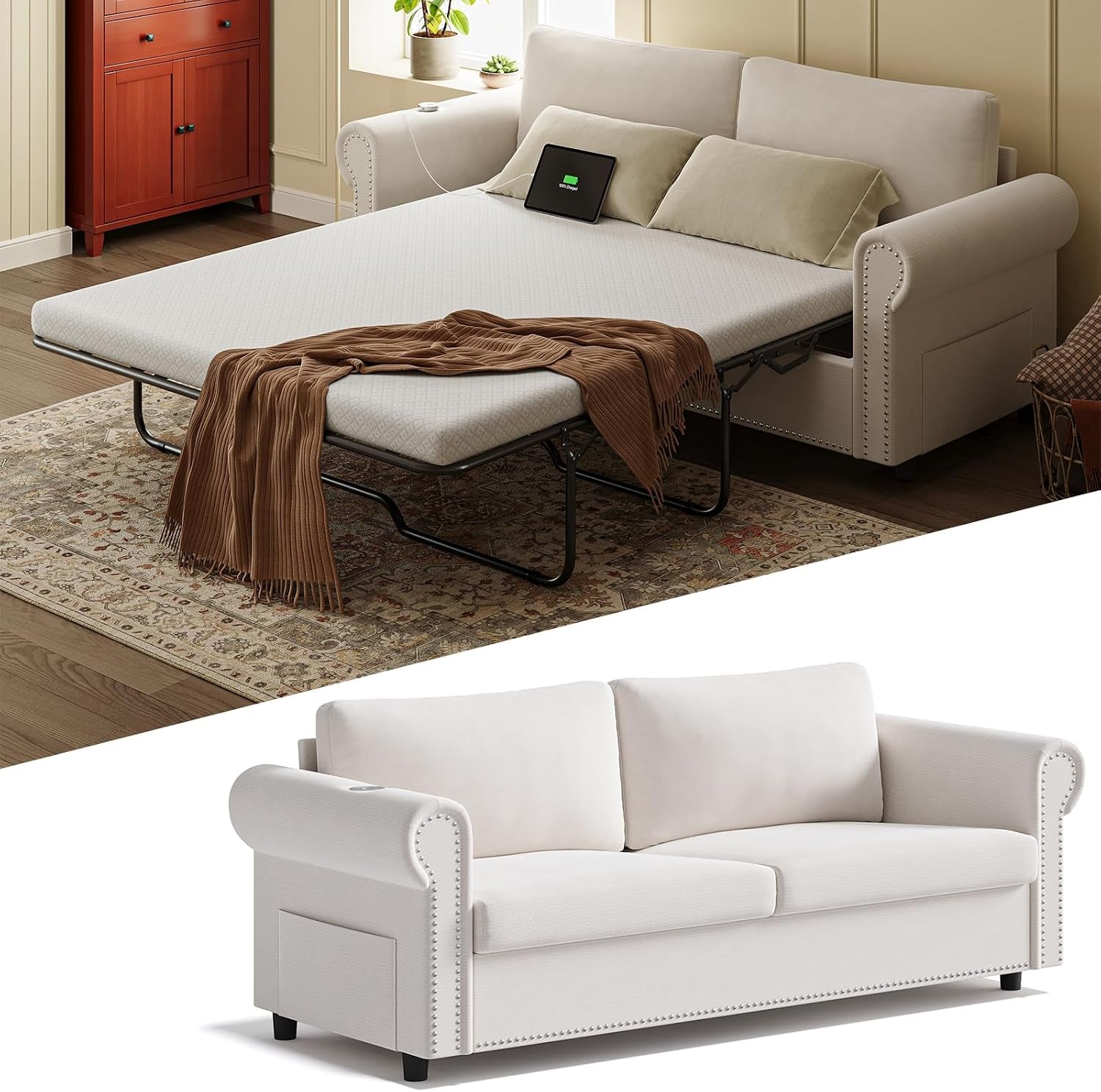 queen-pull-out-sofa-bed-83-large-sleeper-sofa-with-queen-size-mattress-2-in-1-convertible-loveseat-sofa-bed-with-usb-ports-side-pockets-ivory-white