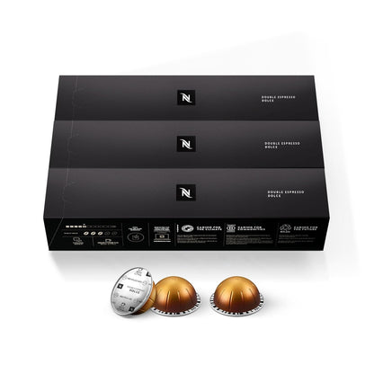 Nespresso Vertuo, Double Espresso Dolce, 30-Count Espresso Pods | Capsules Coffee Pack of 12